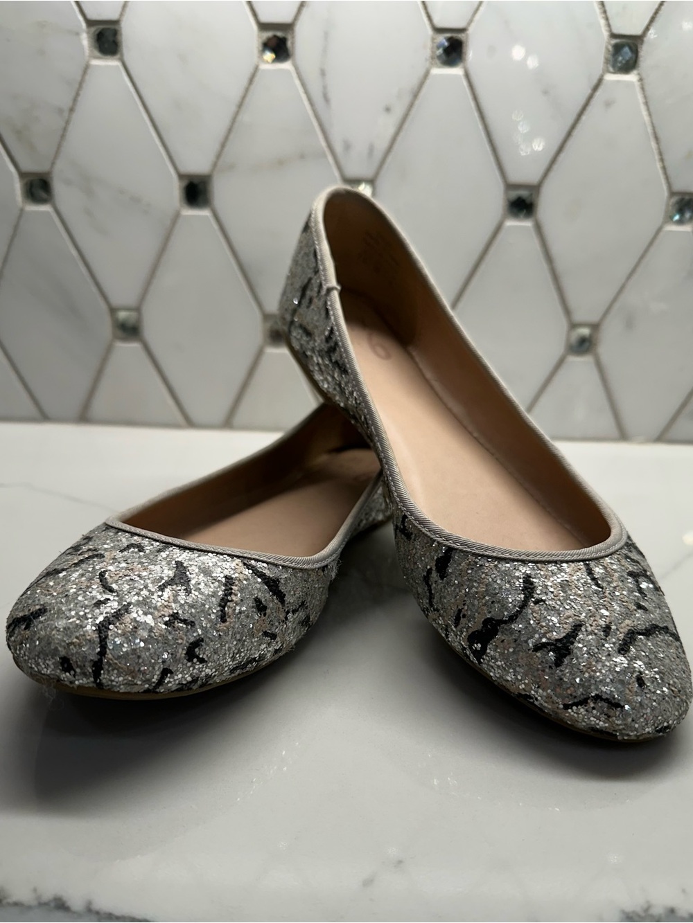 Mix No. 6 Silver Glitter Ballet Flats with Black Speckle